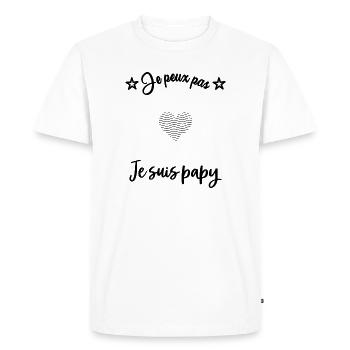 PAPY. PAPA. FÊTE DES PÈRES. BONNE FÊTE PAPA - T-shirt Premium bio Homme - blanc - Devant - Nico (187cm)