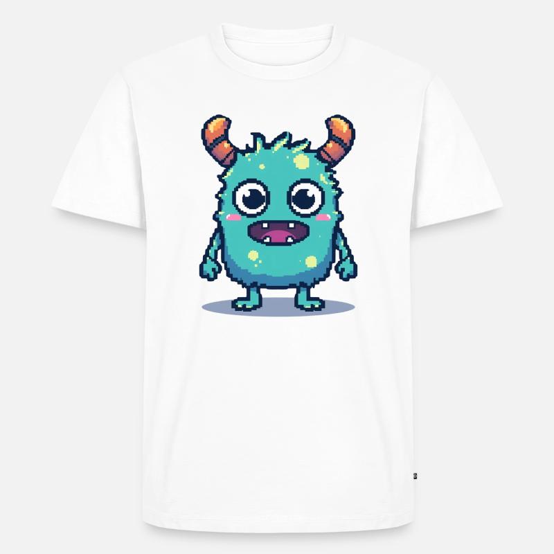 8-bit simpatico pixel monster stile retrò anni '90 - Maglietta ecologica premium da uomo - bianco