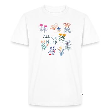 Tout ce dont nous avons besoin de fleurs - T-shirt Premium bio Homme - blanc - Devant - Nico (187cm)