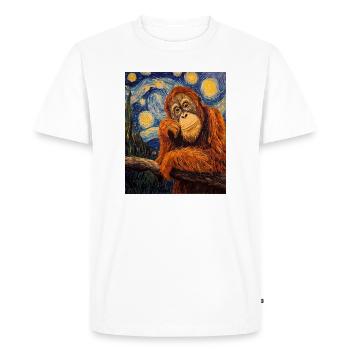 Orang-outan Orang-outan style Van Gogh Nuit étoilée - T-shirt Premium bio Homme - blanc - Devant - Nico (187cm)