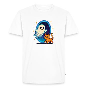 Ghost cat through star portal - Men's Premium Organic T-Shirt - white - Front - Nico (187cm)