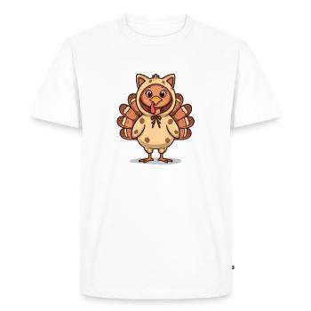 Drôle de chat de dinde Thanksgiving - T-shirt Premium bio Homme - blanc - Devant - Nico (187cm)