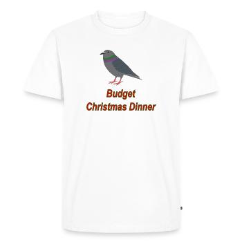 Dîner de Noël Pigeon Budget - T-shirt Premium bio Homme - blanc - Devant - Nico (187cm)