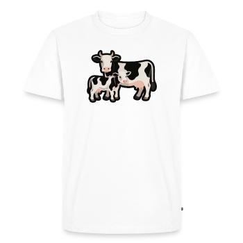Vache et veau – l’amour en noir et blanc - T-shirt Premium bio Homme - blanc - Devant - Nico (187cm)