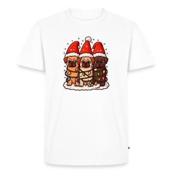 Christmas Pug Dogs with Santa Hat Pugs - Men's Premium Organic T-Shirt - white - Front - Nico (187cm)