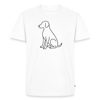 Croquis de chien assis – Motif animalier - T-shirt Premium bio Homme - blanc - Devant - Nico (187cm)