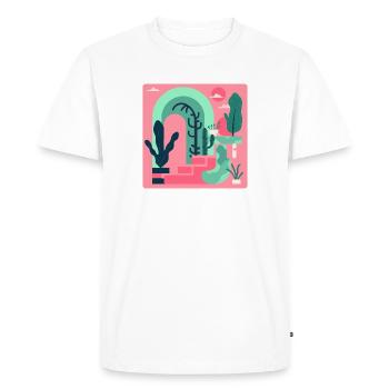 Paysage de jardin abstrait dans le style rétro rose - T-shirt Premium bio Homme - blanc - Devant - Nico (187cm)