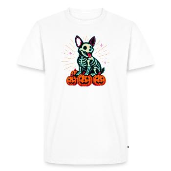 Neon Halloween Skeleton Dog - Men's Premium Organic T-Shirt - white - Front - Nico (187cm)