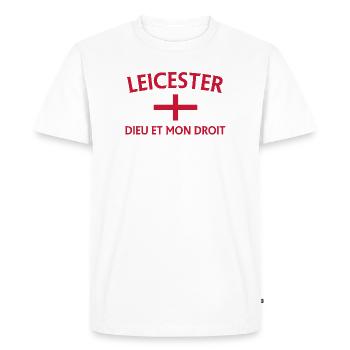 Leicester Angleterre Drapeau et devise - T-shirt Premium bio Homme - blanc - Devant - Nico (187cm)