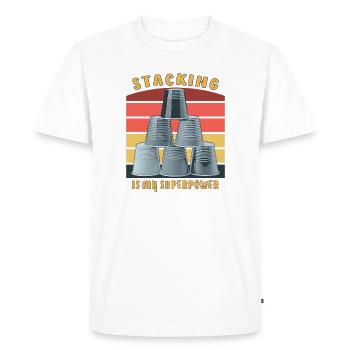 STACKING IS MY SUPERPOWER - Men's Premium Organic T-Shirt - white - Front - Nico (187cm)