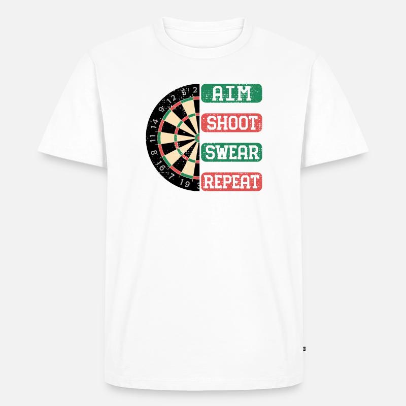 Aim Shoot Wear Repeat Dartboard Style - Männer Premium Bio T-Shirt - Weiß