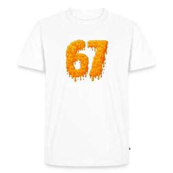 Dripping 67 Cheese Lover  - Men's Premium Organic T-Shirt - white - Front - Nico (187cm)