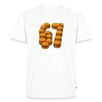 Drôle 67 Mème avec Burger - T-shirt Premium bio Homme - blanc - Devant - Nico (187cm)