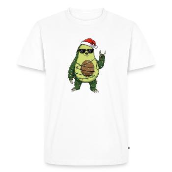 Avocat sucré avec guirlandes lumineuses du Père Noël - T-shirt Premium bio Homme - blanc - Devant - Nico (187cm)
