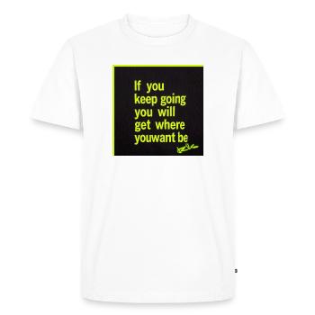 Motivation durable : texte néon - T-shirt Premium bio Homme - blanc - Devant - Nico (187cm)
