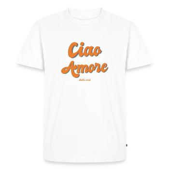 Ciao Amore Typographie rétro - T-shirt Premium bio Homme - blanc - Devant - Nico (187cm)