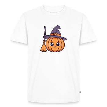 Kawaii Witch Pumpkin - Men's Premium Organic T-Shirt - white - Front - Nico (187cm)