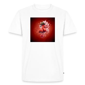 Flamant rose de Bohême avec chapeau - T-shirt Premium bio Homme - blanc - Devant - Nico (187cm)