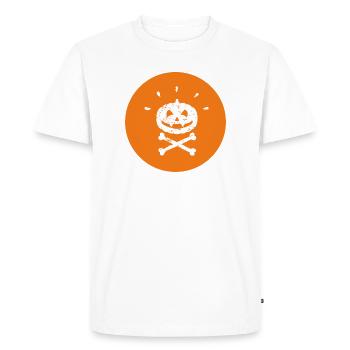 Jolly Roger Halloween Vampire Citrouille Blanc Orange - T-shirt Premium bio Homme - blanc - Devant - Nico (187cm)