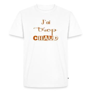 J'ai Trop Chaud Typographie Orange - T-shirt Premium bio Homme - blanc - Devant - Nico (187cm)