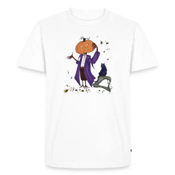 Dashing pumpkin in Purple Coat - Men's Premium Organic T-Shirt - white - Front - Nico (187cm)