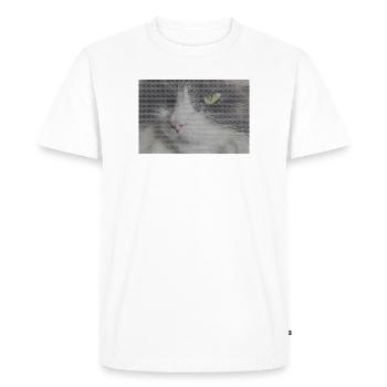 Portrait de chat au look glitch - T-shirt Premium bio Homme - blanc - Devant - Nico (187cm)
