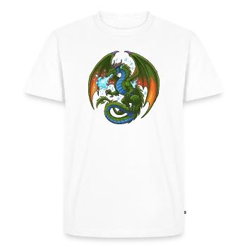 Bleu Vert Dragon Cracheur de Glace - T-shirt Premium bio Homme - blanc - Devant - Nico (187cm)