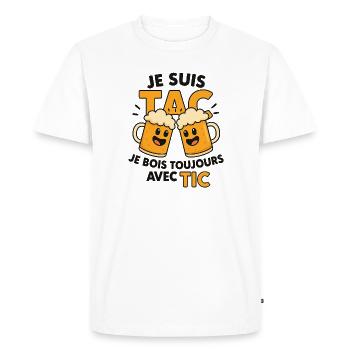 I'm Tac, I Always Drink With Tic - Men's Premium Organic T-Shirt - white - Front - Nico (187cm)