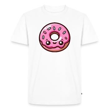 Donut kawaii rose pastel - T-shirt Premium bio Homme - blanc - Devant - Nico (187cm)