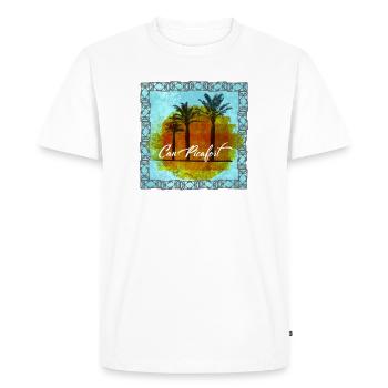 Can Picafort Palm Trees Sunset - Men's Premium Organic T-Shirt - white - Front - Nico (187cm)