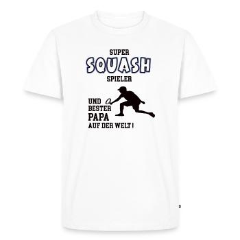 Joueur de squash Squasher Papa Père Homme - T-shirt Premium bio Homme - blanc - Devant - Nico (187cm)