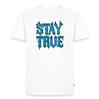 Stay True Design - Déclaration d’être vous-même - T-shirt Premium bio Homme - blanc - Devant - Nico (187cm)