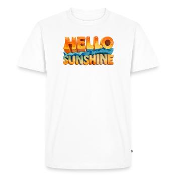 HELLO SUNSHINE – Aquarelle Rétro Design des années 70 - T-shirt Premium bio Homme - blanc - Devant - Nico (187cm)