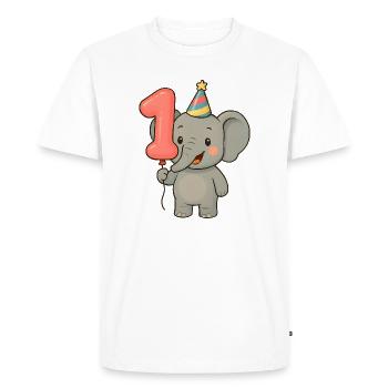 Éléphant avec ballon pour le premier anniversaire - T-shirt Premium bio Homme - blanc - Devant - Nico (187cm)