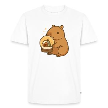 ✨ Capybara avec boule à neige – Magie de Noël - T-shirt Premium bio Homme - blanc - Devant - Nico (187cm)