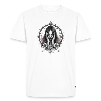 Gothique Fleur Anneaux Portrait - T-shirt Premium bio Homme - blanc - Devant - Nico (187cm)