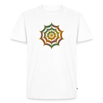 Toile d’araignée | Toile d’araignée arc-en-ciel paillettes d’or - T-shirt Premium bio Homme - blanc - Devant - Nico (187cm)