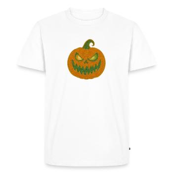 Grim Pumpkin Halloween Patch - Men's Premium Organic T-Shirt - white - Front - Nico (187cm)