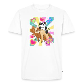 Le panda se repose sur une branche avec un cœur - T-shirt Premium bio Homme - blanc - Devant - Nico (187cm)
