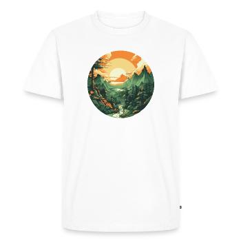 Coucher de montagne circulaire - T-shirt Premium bio Homme - blanc - Devant - Nico (187cm)