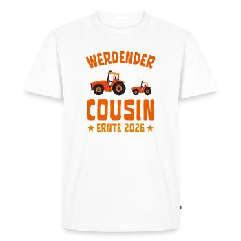 Expectant Cousin Harvest 2026 Tractor - Men's Premium Organic T-Shirt - white - Front - Nico (187cm)