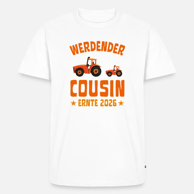 Werdender Cousin Ernte 2026 Traktor - Männer Premium Bio T-Shirt - Weiß