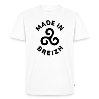 Made in Breizh - Logo avec le triskell breton - T-shirt Premium bio Homme - blanc - Devant - Nico (187cm)