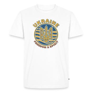 Ukraine Freedom Spirit Emblem - Men's Premium Organic T-Shirt - white - Front - Nico (187cm)