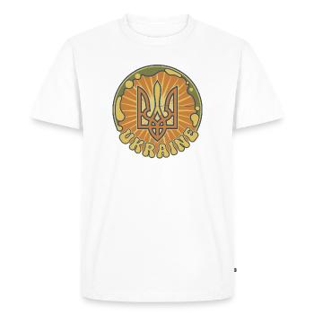 Ukrainian Trident Sun Badge - Men's Premium Organic T-Shirt - white - Front - Nico (187cm)