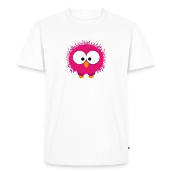 Fluffy Pink Bird Portrait - Men's Premium Organic T-Shirt - white - Front - Nico (187cm)