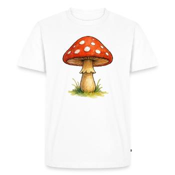 Watercolor Red Mushroom Forest Motif - Men's Premium Organic T-Shirt - white - Front - Nico (187cm)