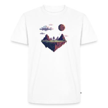 8-Bit Pixel Astronaut on Floating Island - Men's Premium Organic T-Shirt - white - Front - Nico (187cm)