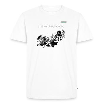 BACK ROW PARODY design 001 - Men's Premium Organic T-Shirt - white - Front - Nico (187cm)