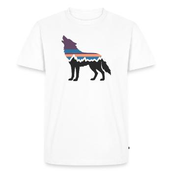 Chien-loup Paysage de montagne Forêt Randonnée Silhouette - T-shirt Premium bio Homme - blanc - Devant - Nico (187cm)